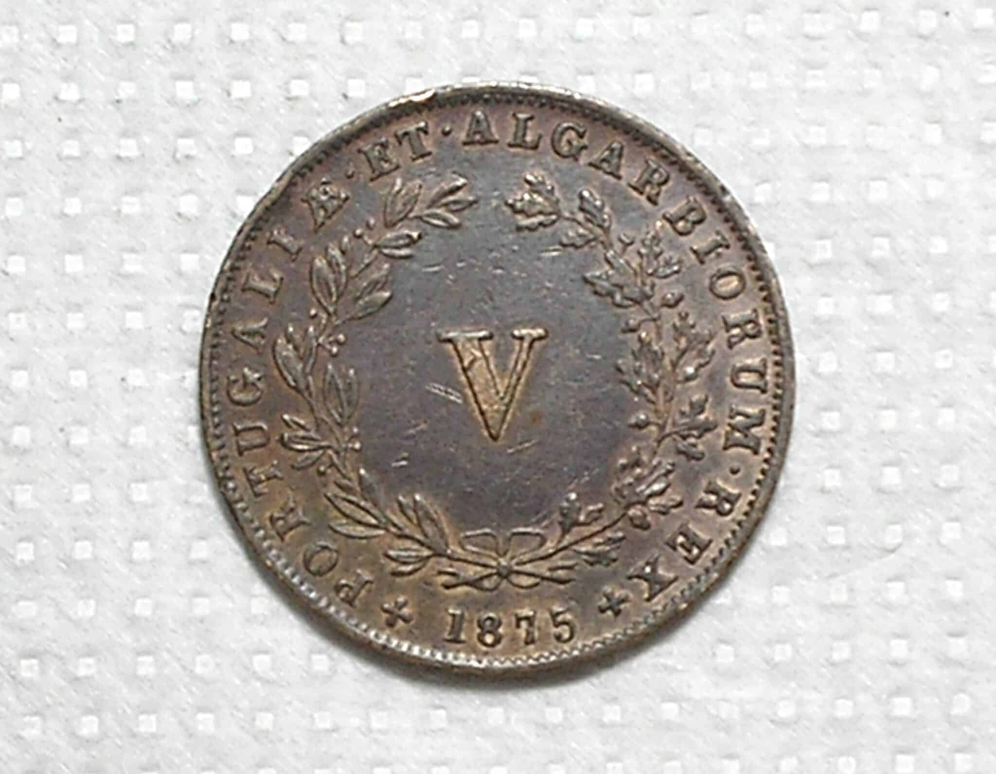 | Casa do Colecionador Portugal) V Réis - 1875 / 26mm / Cobre / Mbc/S / box54