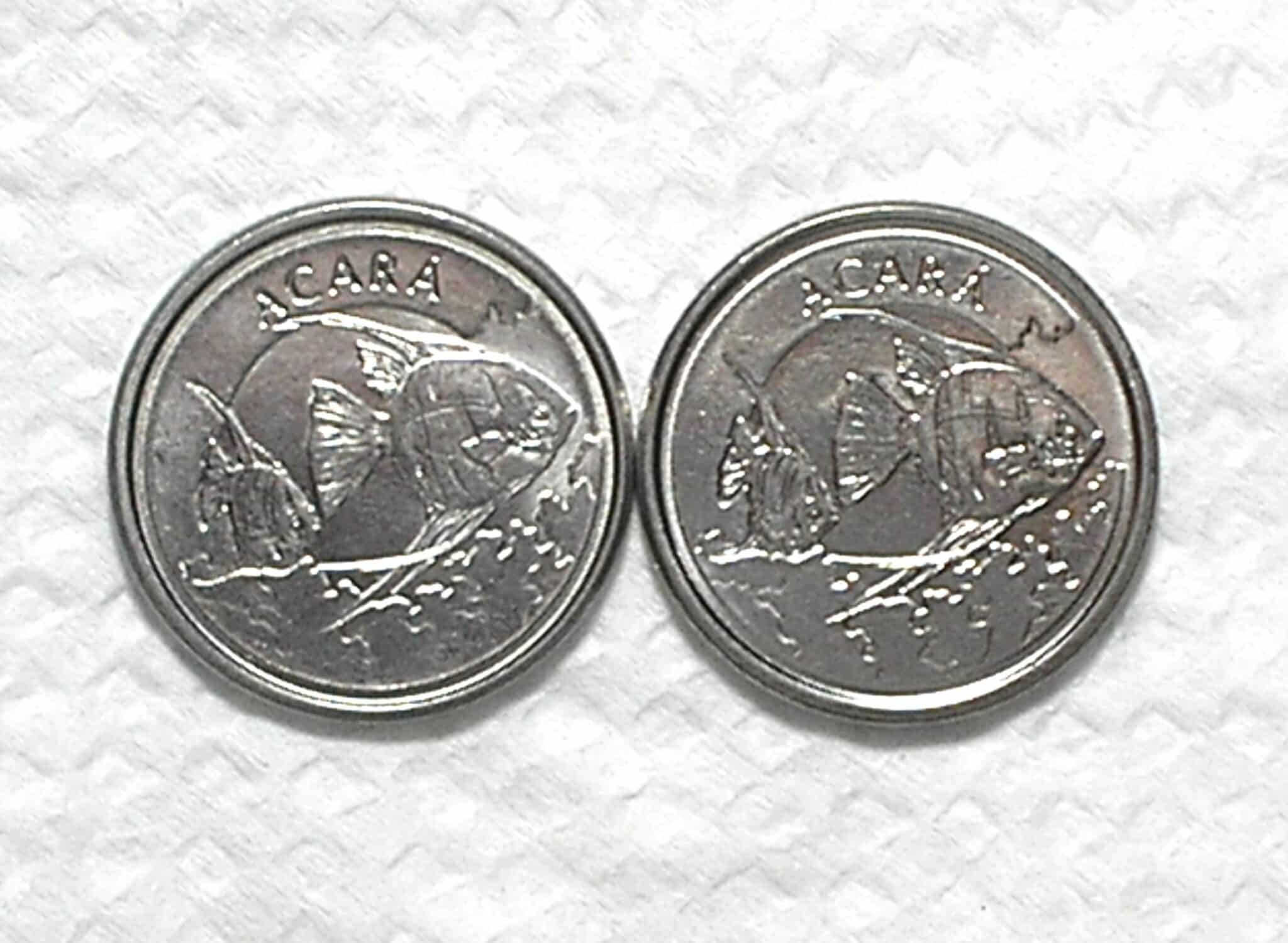 | Casa do Colecionador 1.000 Cruzeiros - 1993 / Peixe Acará / Duas moedas / Flor de Cunho / box55.1