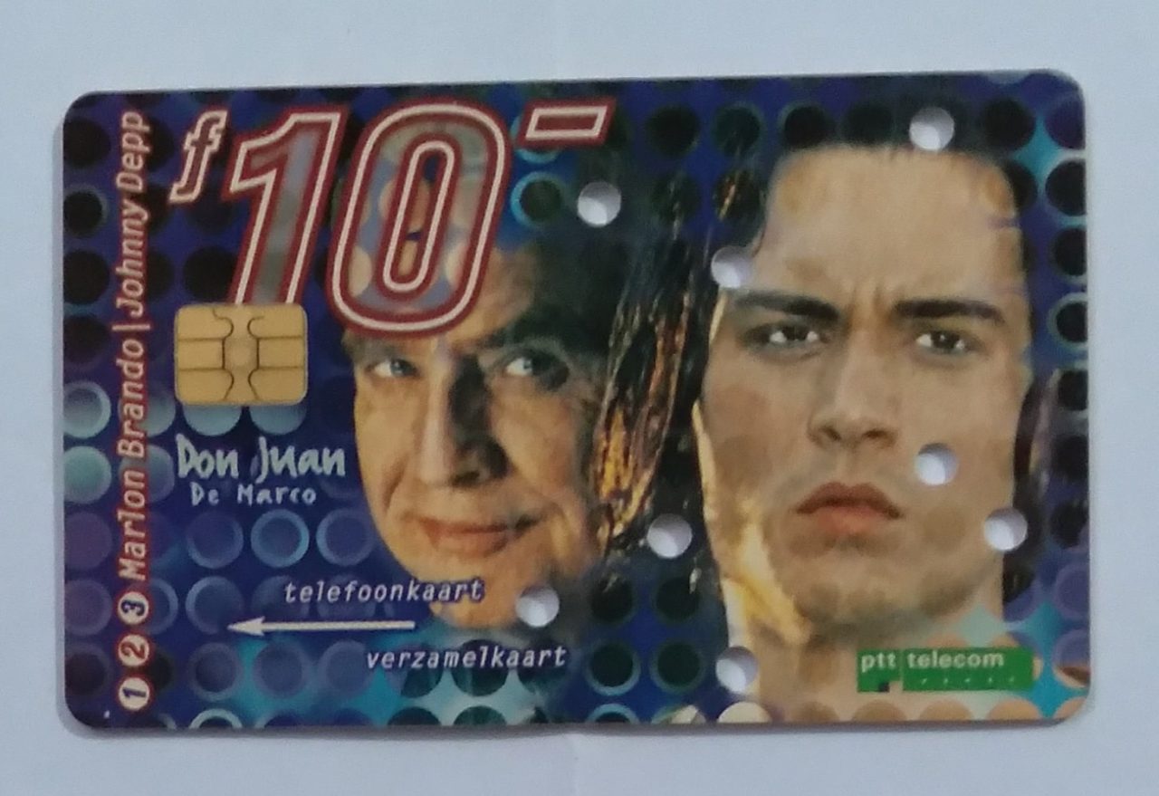 | Casa do Colecionador Cartão telefone Holanda PTT Telecom 1995. Marlon Brando Johnny Depp Don Juan de Marco.