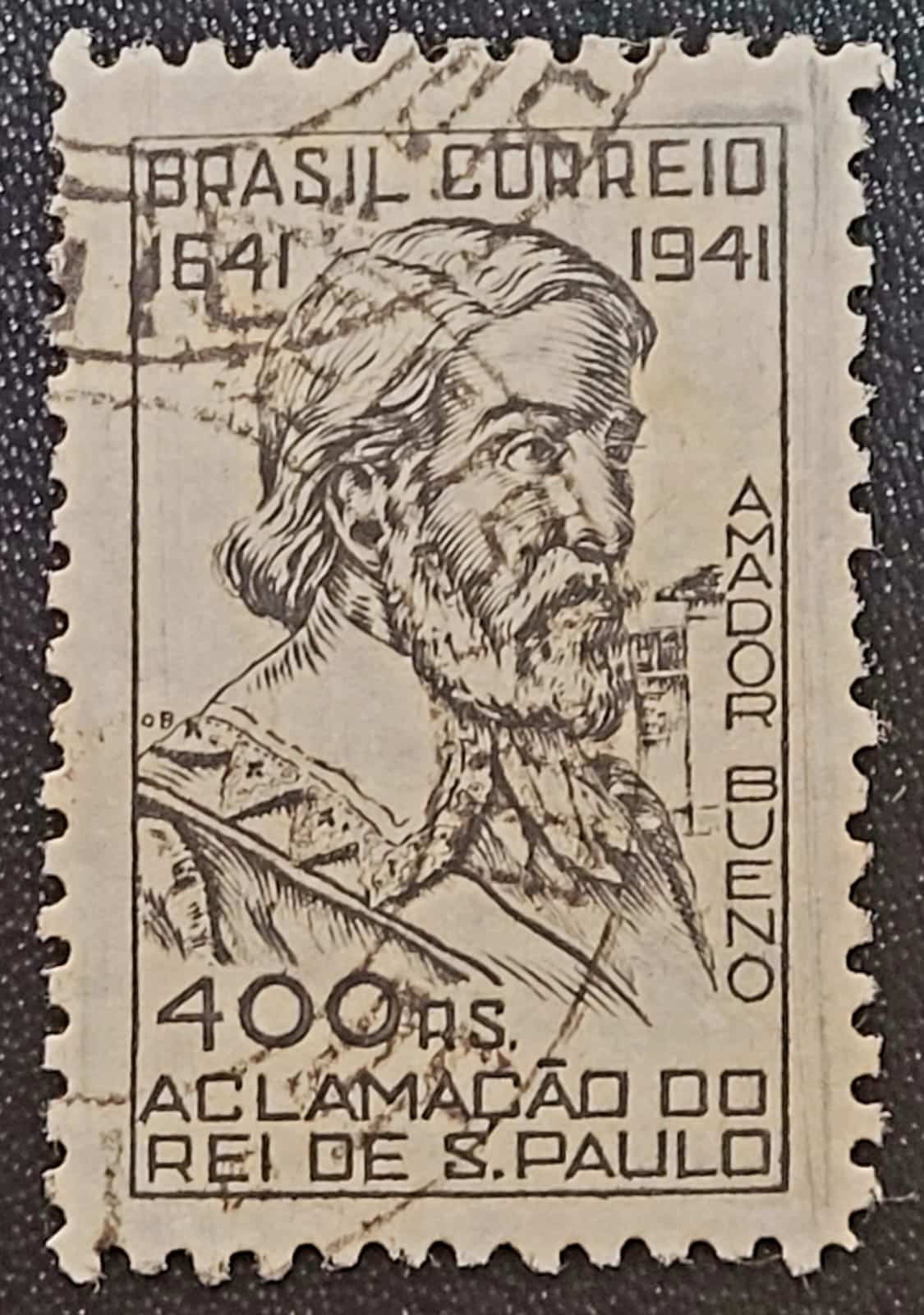 | Casa do Colecionador Comemorativos - RHM C0169 (Usado) 400 Réis - Tricentenário da Aclamação de Amador Bueno a Rei de São Paulo - 20/10/1941 (Selos do Brasil)