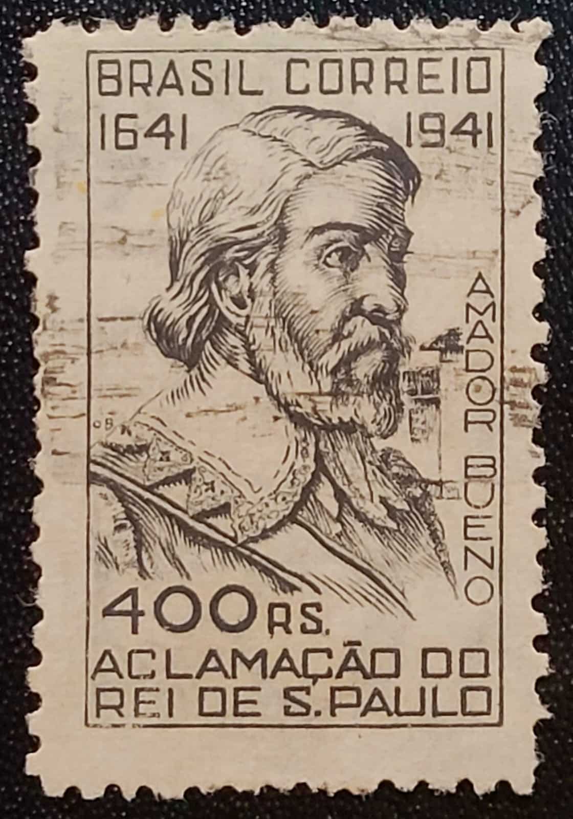 | Casa do Colecionador Comemorativos - RHM C0169 (Usado) 400 Réis - Tricentenário da Aclamação de Amador Bueno a Rei de São Paulo - 20/10/1941 (Selos do Brasil)