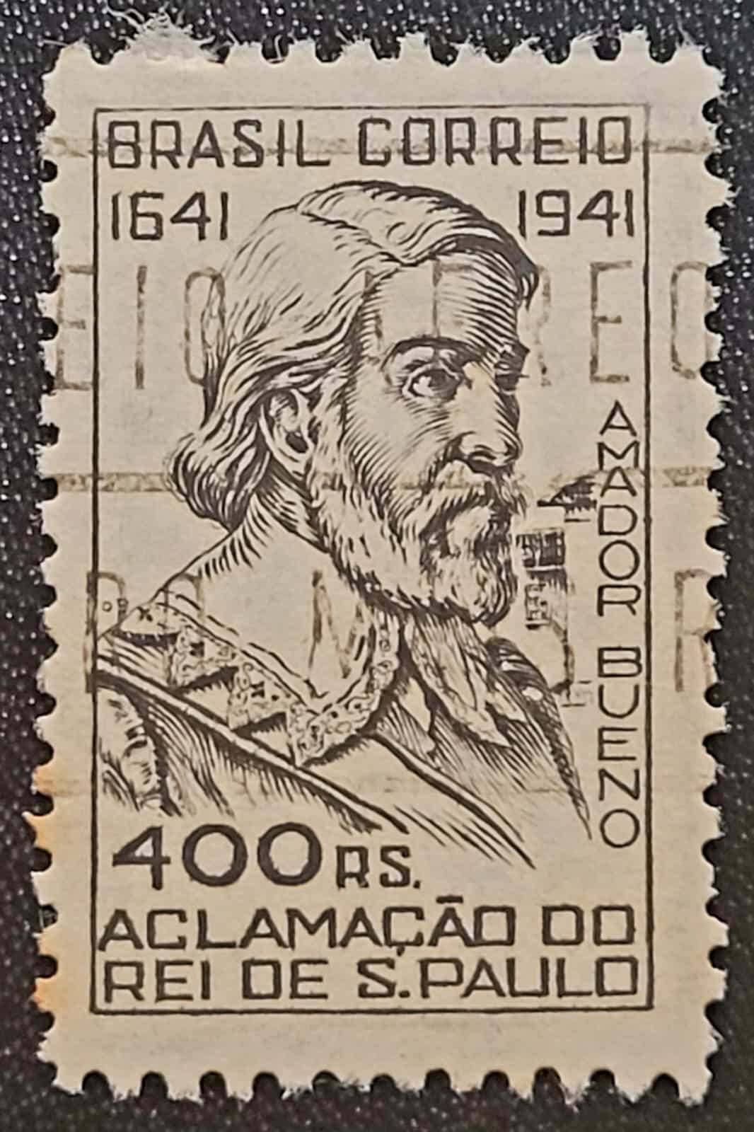 | Casa do Colecionador Comemorativos - RHM C0169 (Usado) 400 Réis - Tricentenário da Aclamação de Amador Bueno a Rei de São Paulo - 20/10/1941 (Selos do Brasil)
