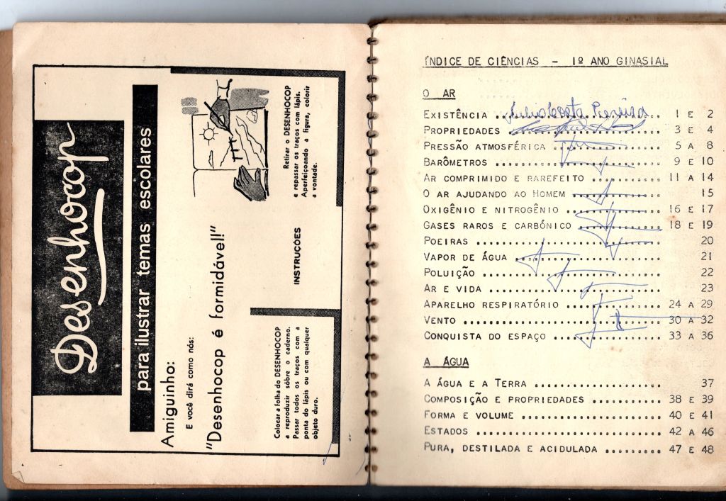 | Casa do Colecionador Desenhocop - Ciencias - 1 Ginasial - Anos 60