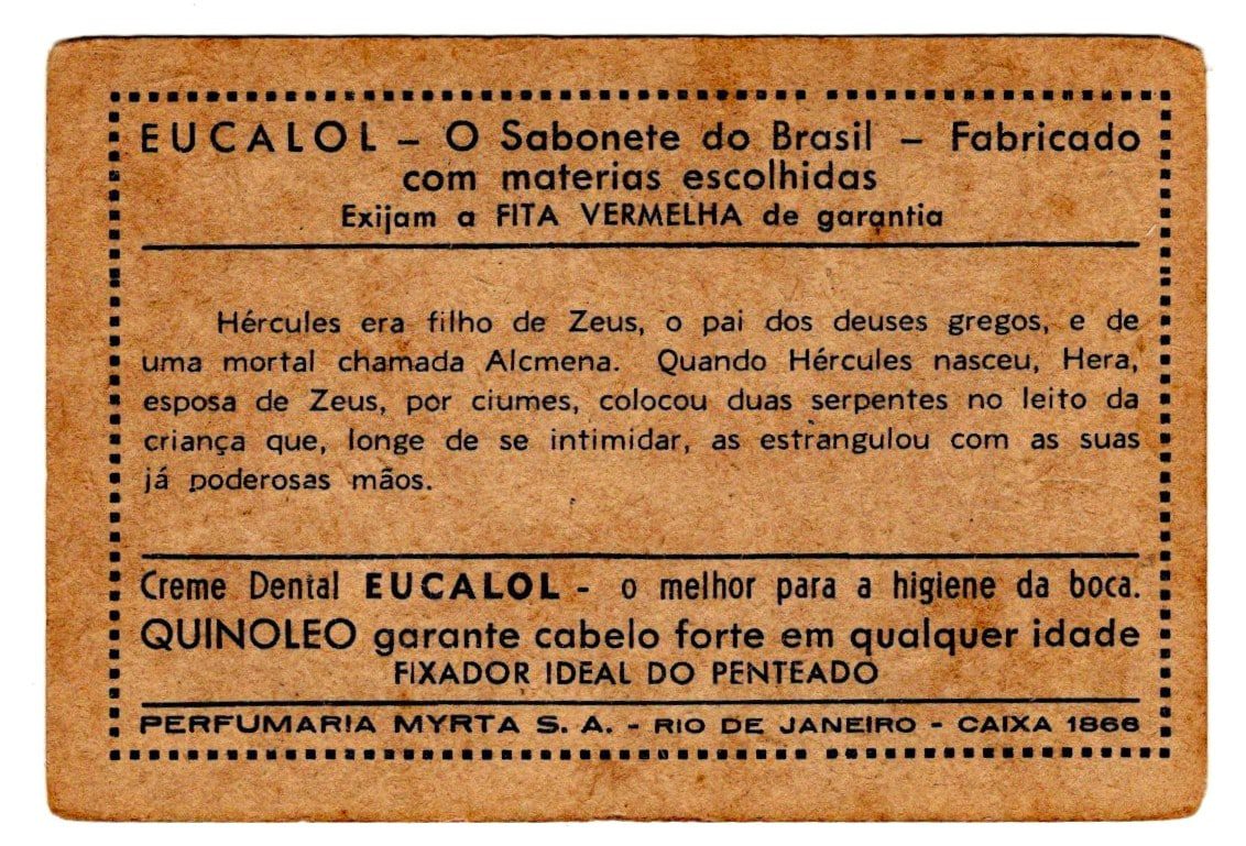 | Casa do Colecionador Estampas Eucalol Lendas da Antiguidade - Hercules - Serie 203 - Estampa 1