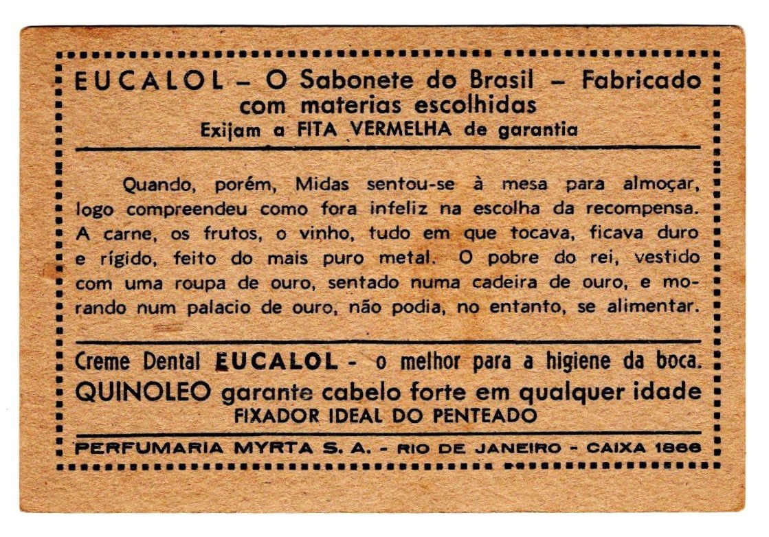 | Casa do Colecionador Estampas Eucalol Lendas da Antiguidade - Midas - Serie 210 - Estampa 3