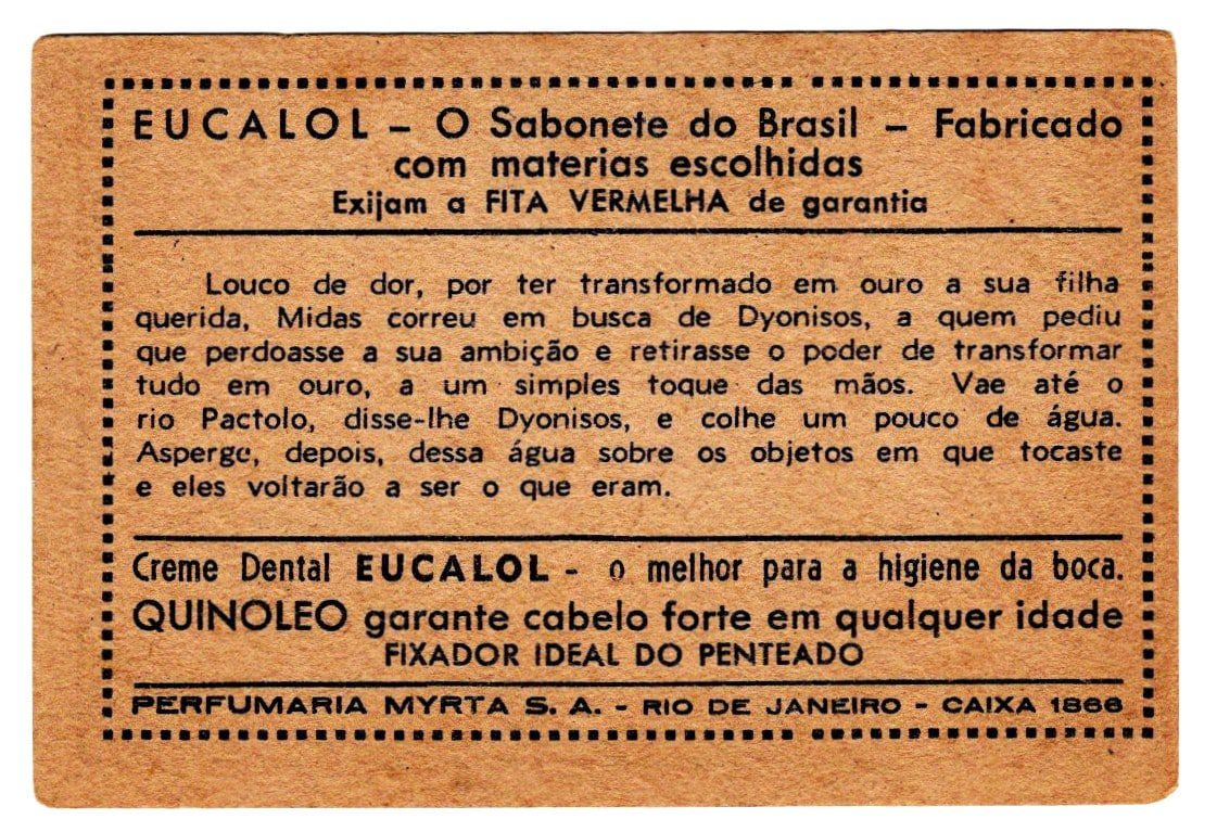| Casa do Colecionador Estampas Eucalol Lendas da Antiguidade - Midas - Serie 210 - Estampa 5