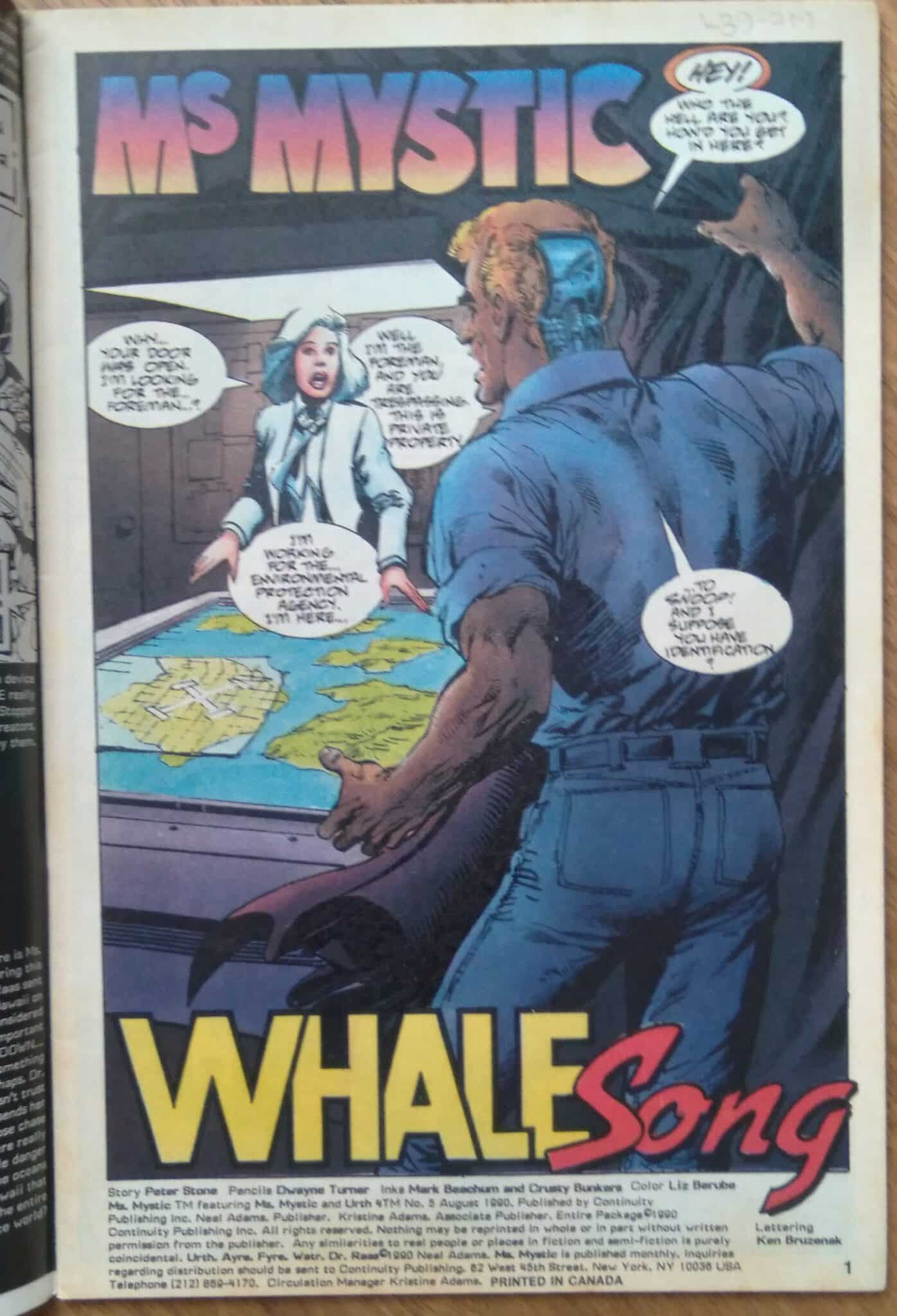 | Casa do Colecionador Gibi em inglês Ms Mystic 5 1990. Whale Song. Continuity comics.