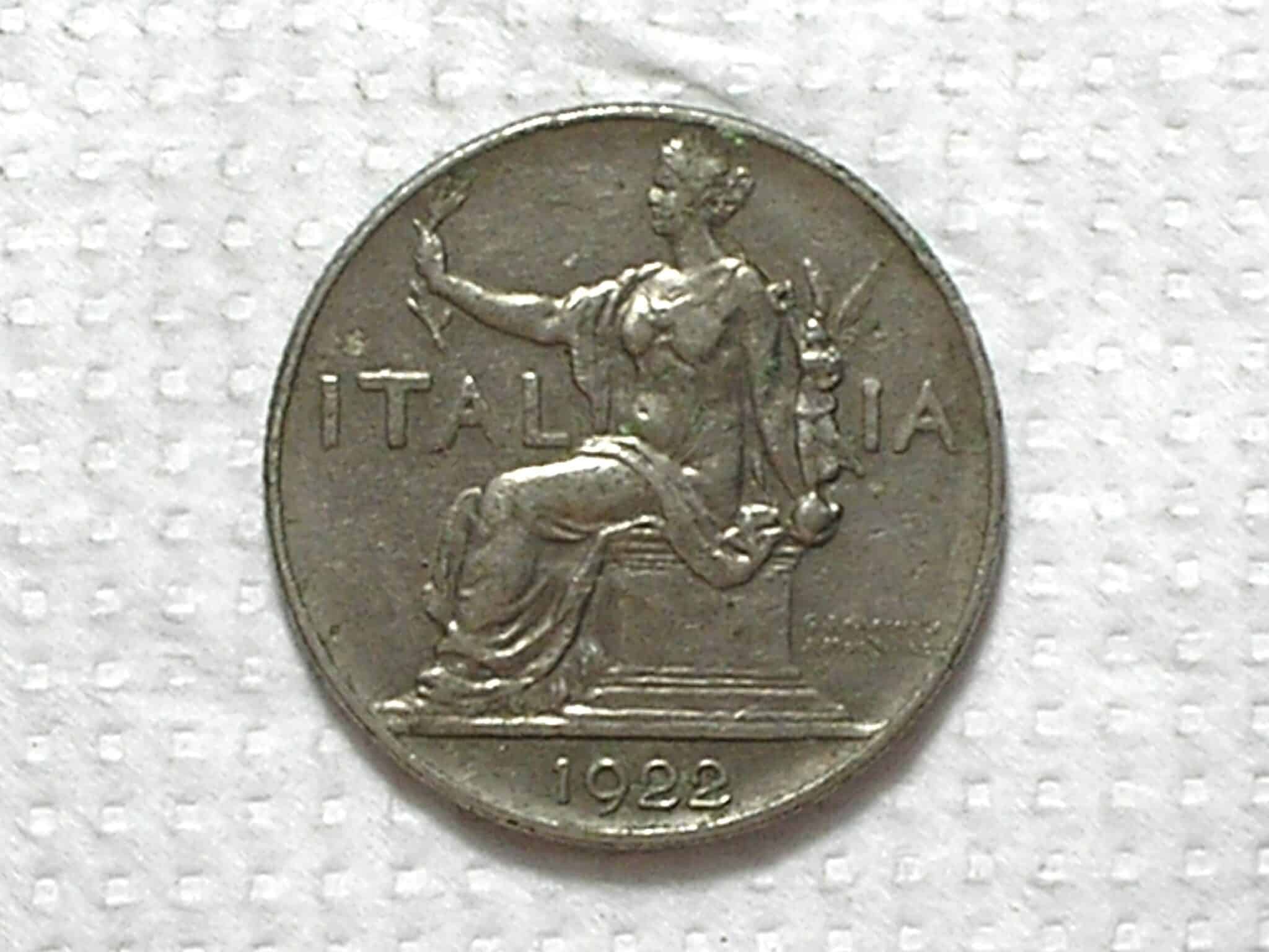 | Casa do Colecionador Italia) 1 Lira - 1922 - 1ª da série / 27mm / Ni / box55