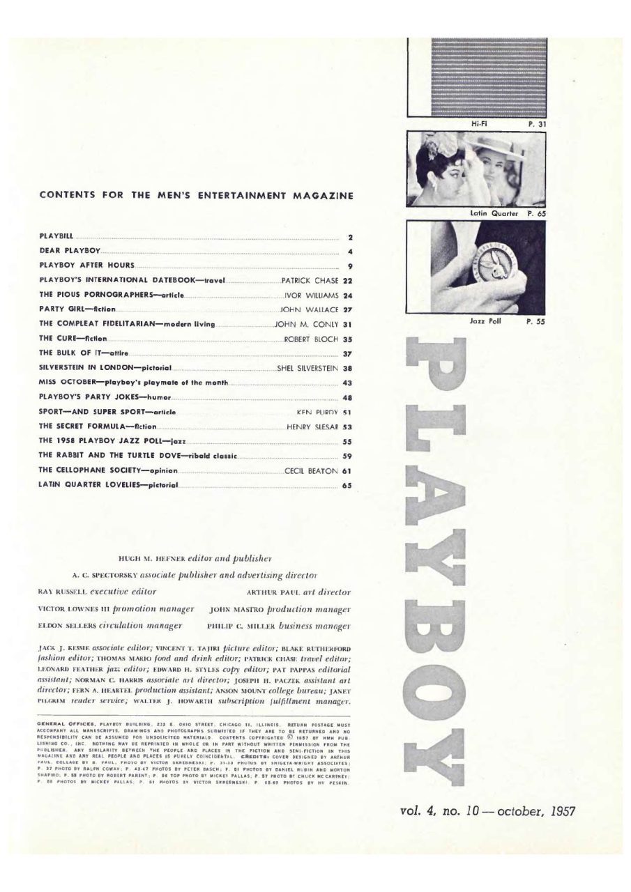 | Casa do Colecionador Playboy Americana Nº 046 em PDF - Colleen Farrington - Outubro de 1957