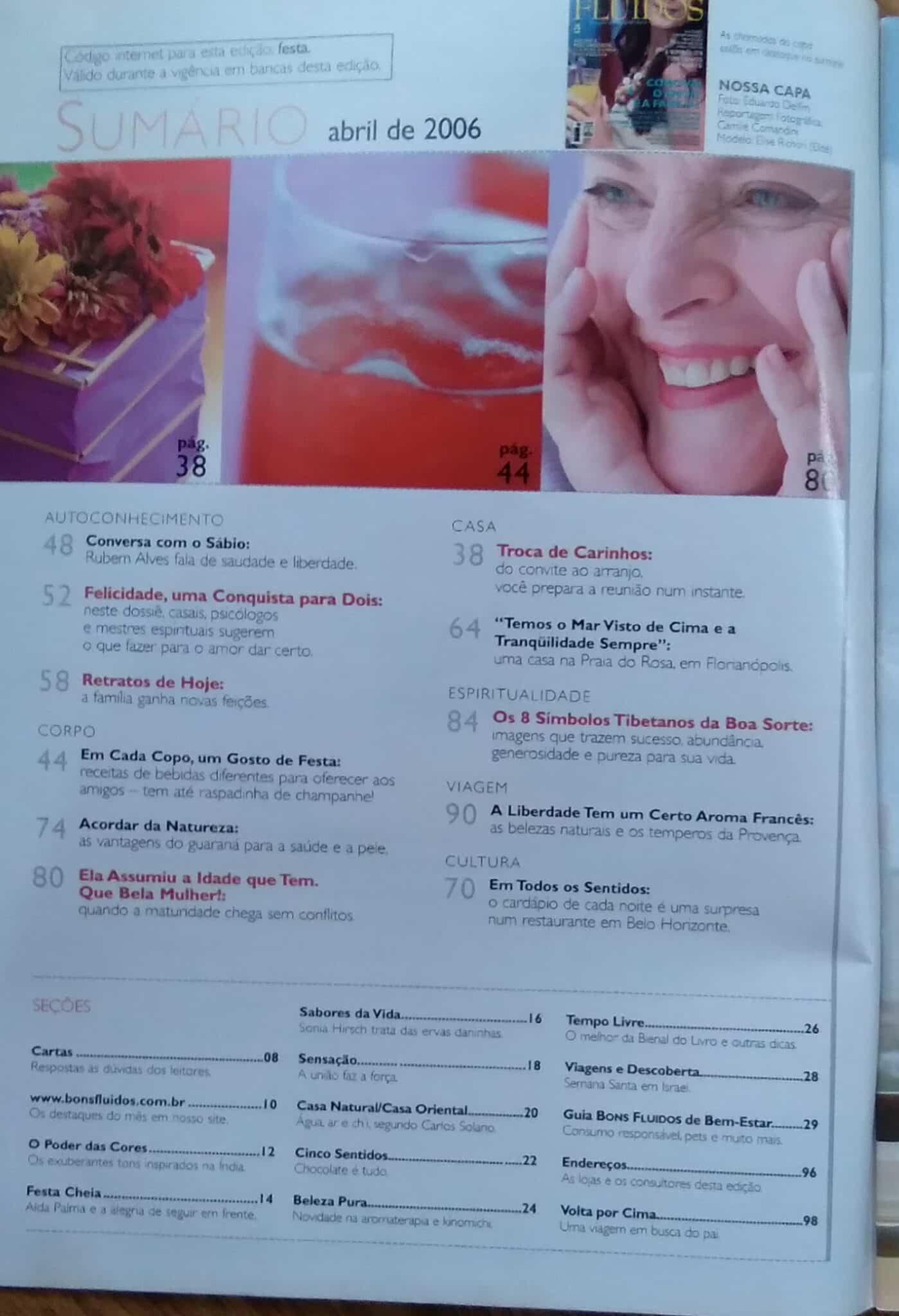 | Casa do Colecionador Revista Bons Fluidos 84. O amor e a familia. Maturidade.