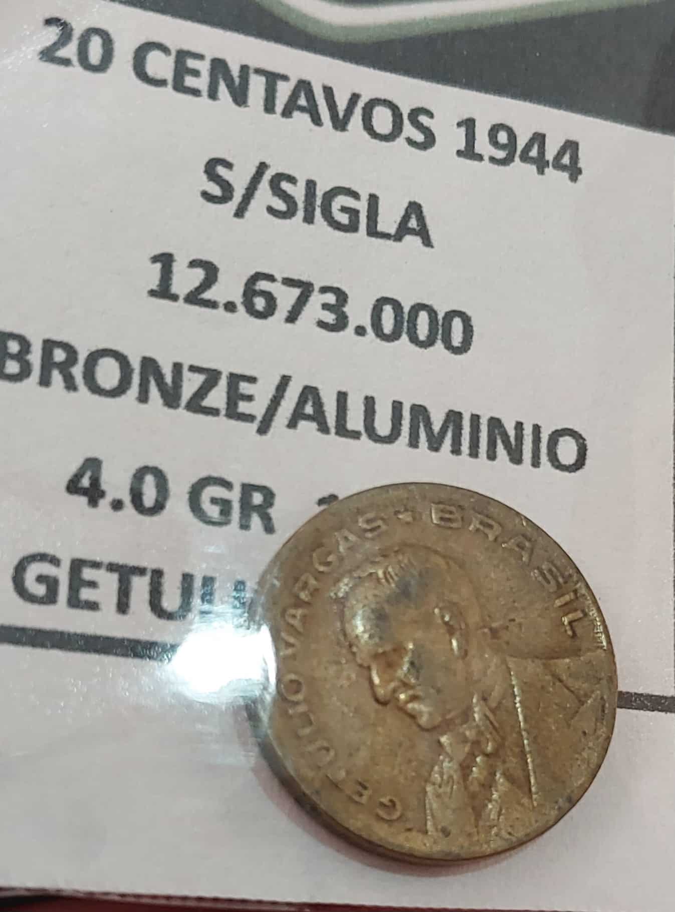 | Casa do Colecionador 20 Centavos 1944 S/Sigla escassa Sku 1091