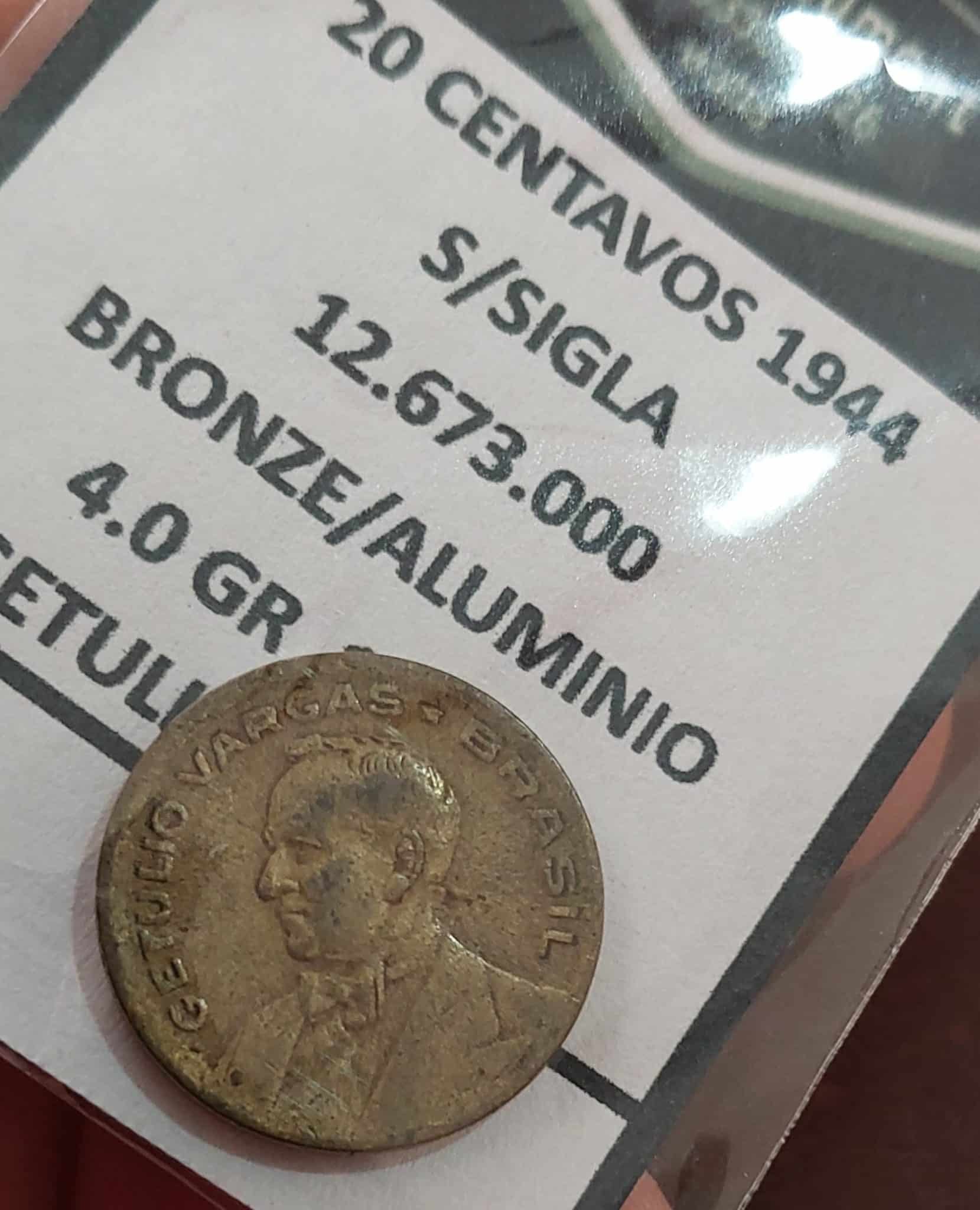 | Casa do Colecionador 20 Centavos 1944 S/Sigla escassa Sku 1091