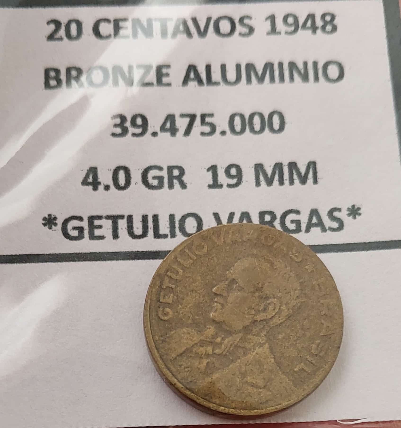 | Casa do Colecionador 20 Centavos 1948 GV escassa Sku 1098