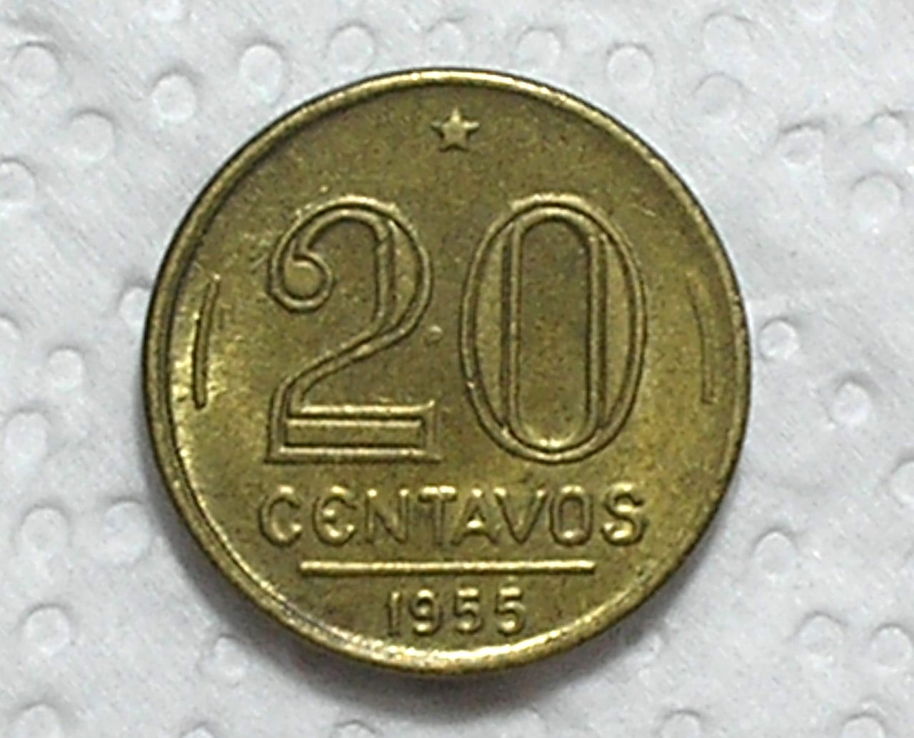 | Casa do Colecionador : 20 Centavos - 1955 / Ponto entre 20 / Escassa / Sob / cod.300