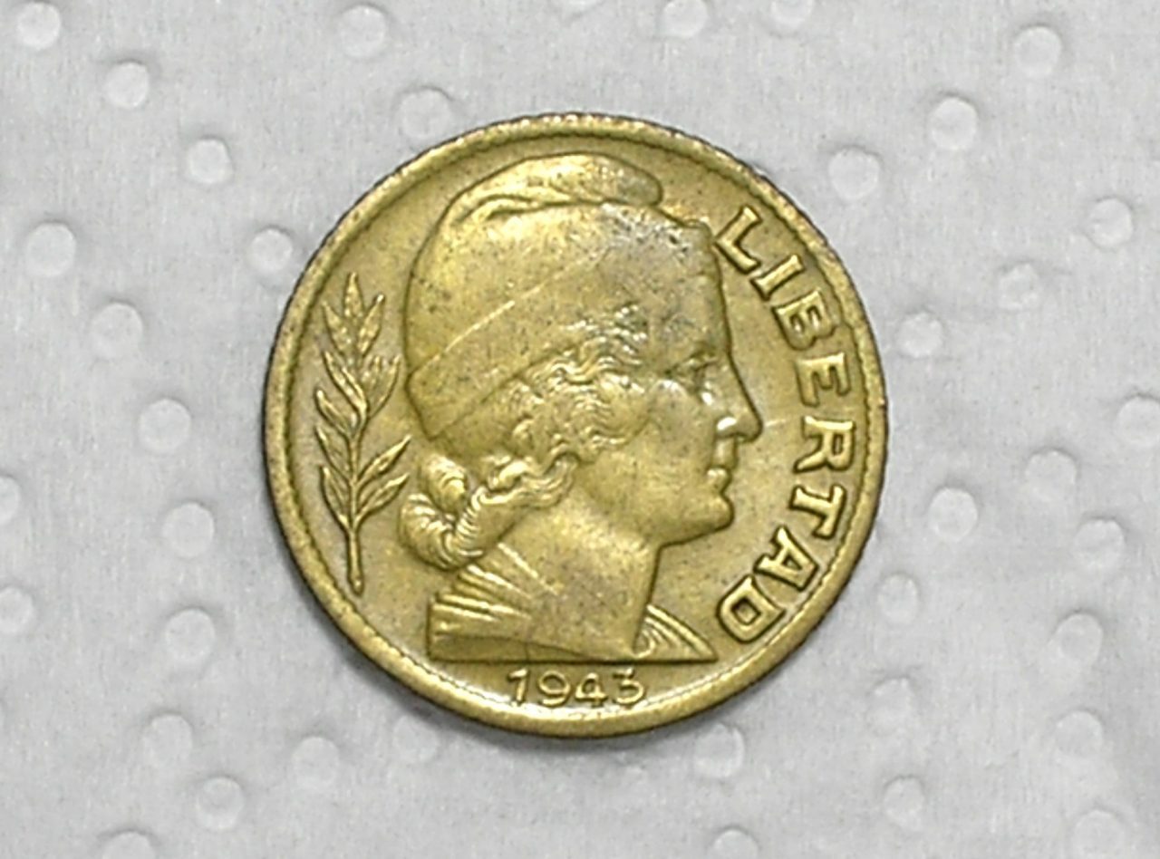 | Casa do Colecionador Argentina) 5 Centavos - 1943 / Br/Al / box56