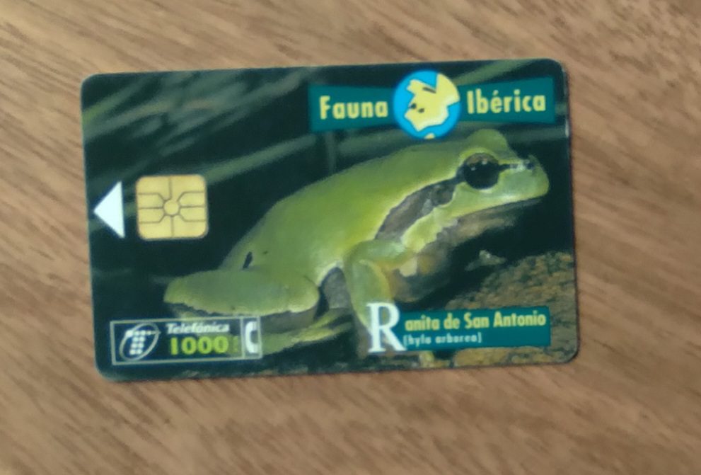 | Casa do Colecionador Cartão telefone Espanha Telefônica 1996. Fauna Iberica rã de San Antônio pequena.