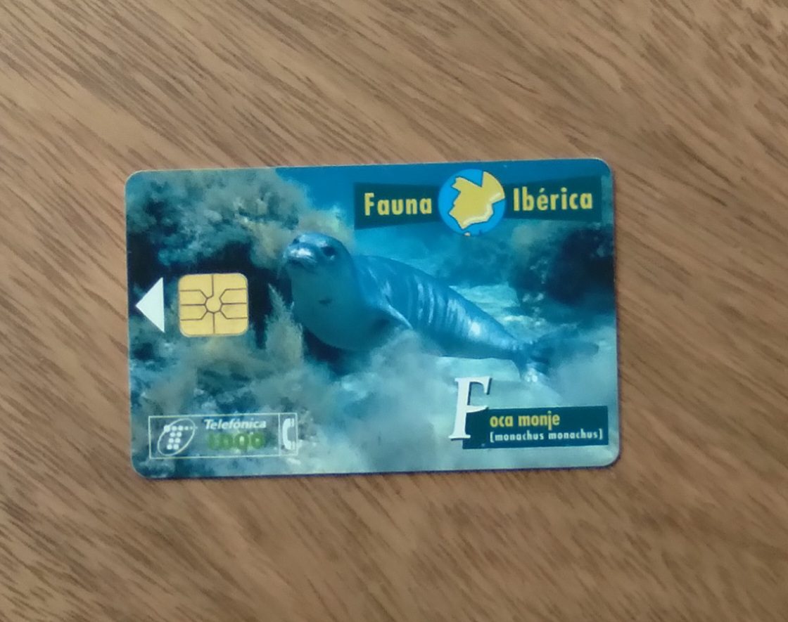 | Casa do Colecionador Cartão telefone Espanha Telefônica 1997. Fauna Iberica Foca monge.