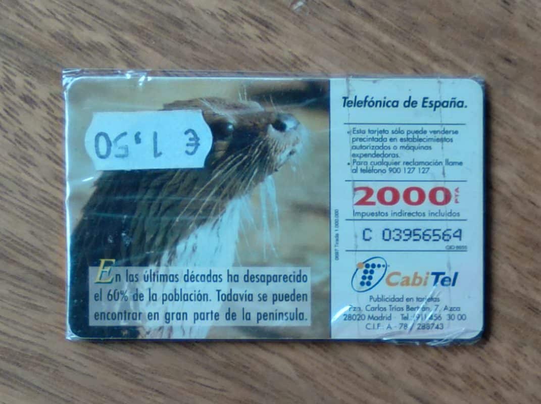 | Casa do Colecionador Cartão telefone Espanha Telefônica 1997. Fauna Iberica Lontra Nutria. Novo.