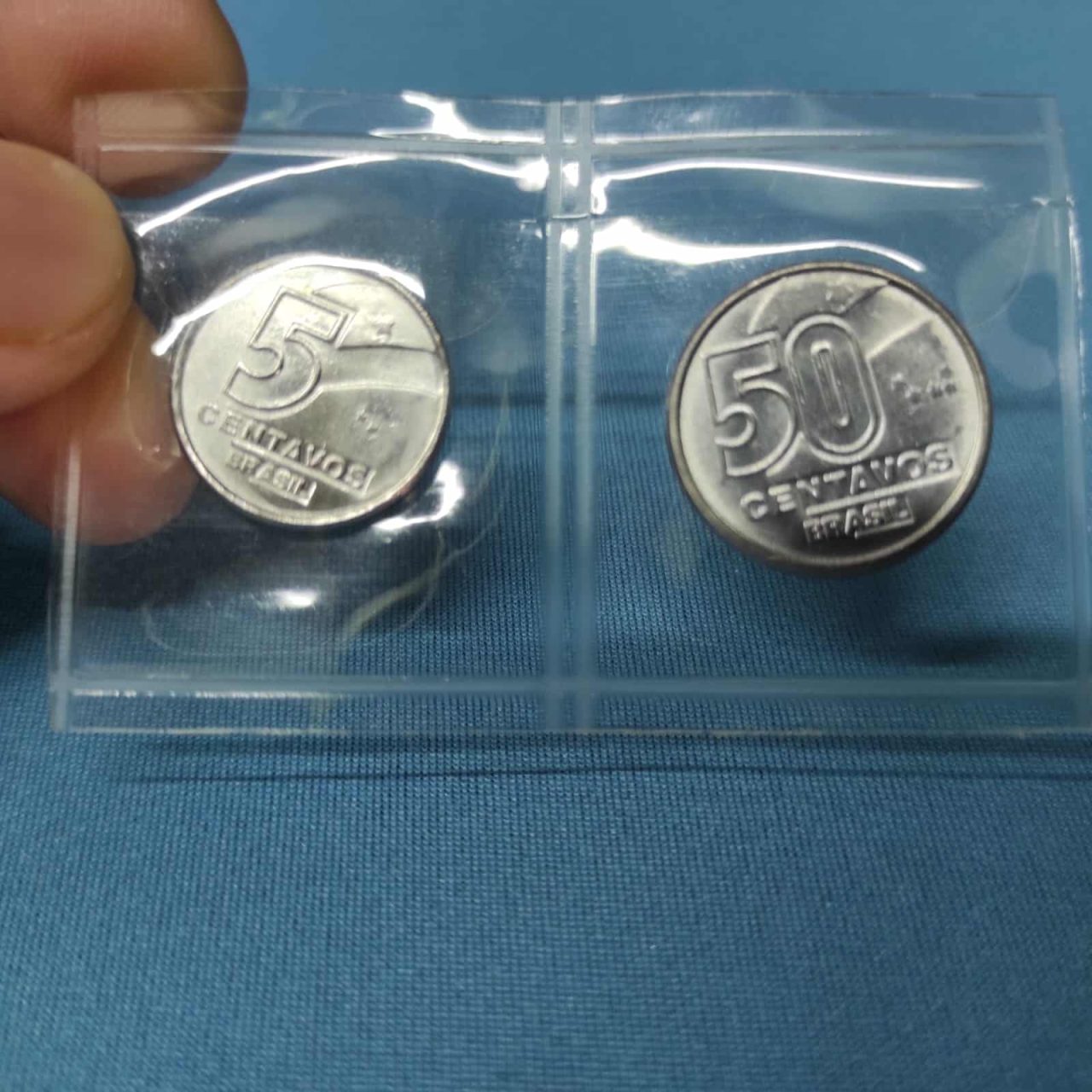 Casal de Moedas 5 e 50 Centavos 1989 FC Flor de Cunho