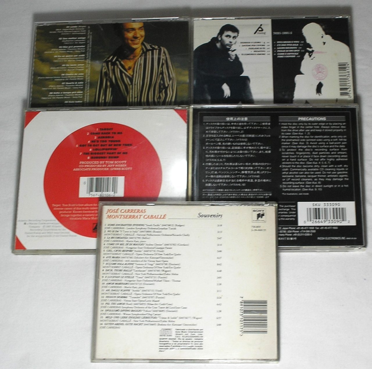 | Casa do Colecionador Cinco CD's antigos da época - Grandes Sucessos da época - Jose Carreras e Montserrat Caballé / Silverembrio / Tom Scott Target / Pierre Aderne / Bracco Di Graci
