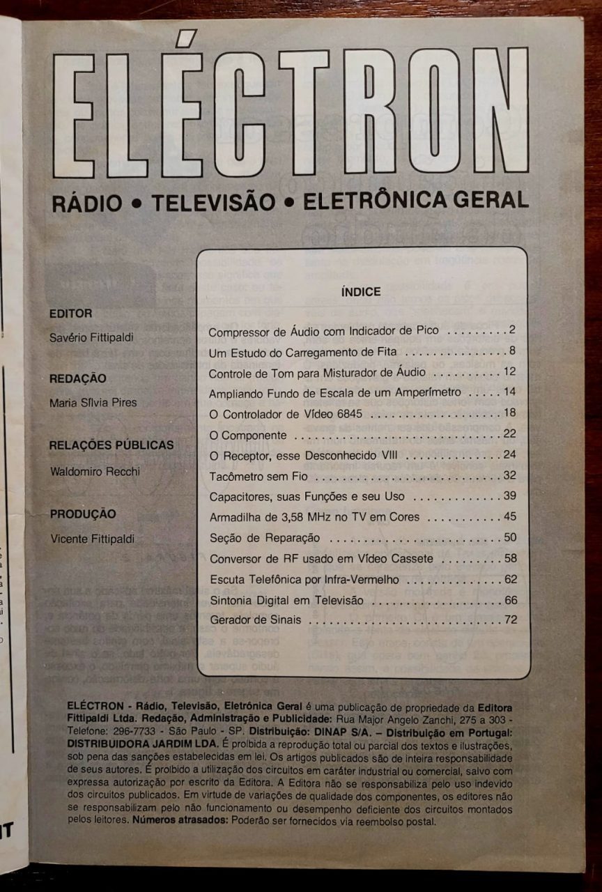 | Casa do Colecionador Eléctron Especial Nº 1 - Compressor Dinâmico de Áudio (Editora Fittipaldi)