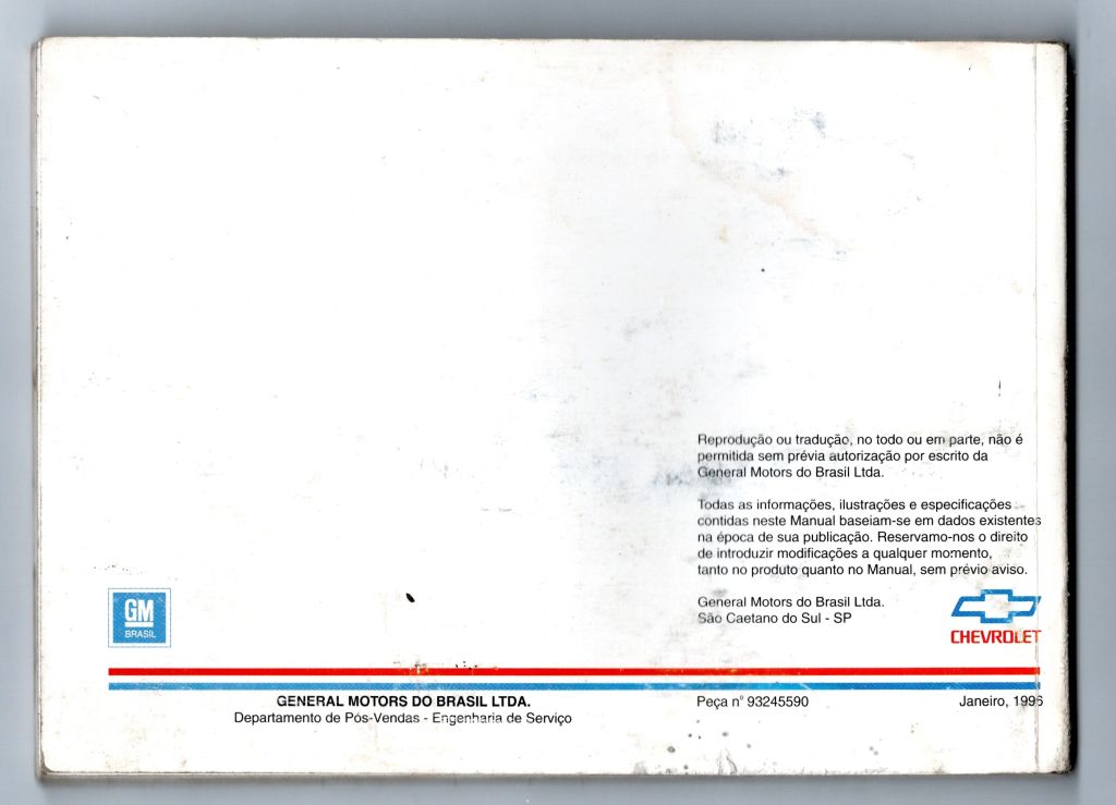 | Casa do Colecionador Manual Do Proprietario Chevrolet Corsa 1996