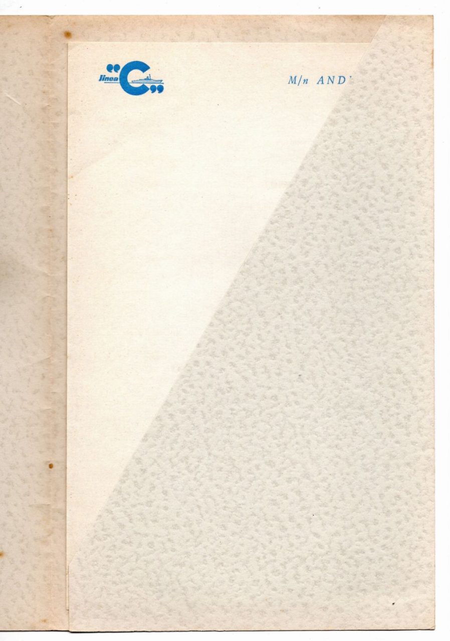 | Casa do Colecionador Memorabilia - Navio Andrea C - Papel de Carta e Envelope - Anos 60