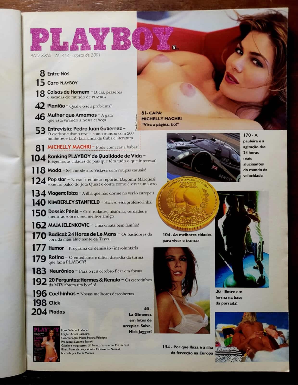 | Casa do Colecionador Playboy Nº 313 - Michelly Machri (A Garota Sukita) Revista com Pôster - Edição de Aniversário 26 Anos - Agosto 2001