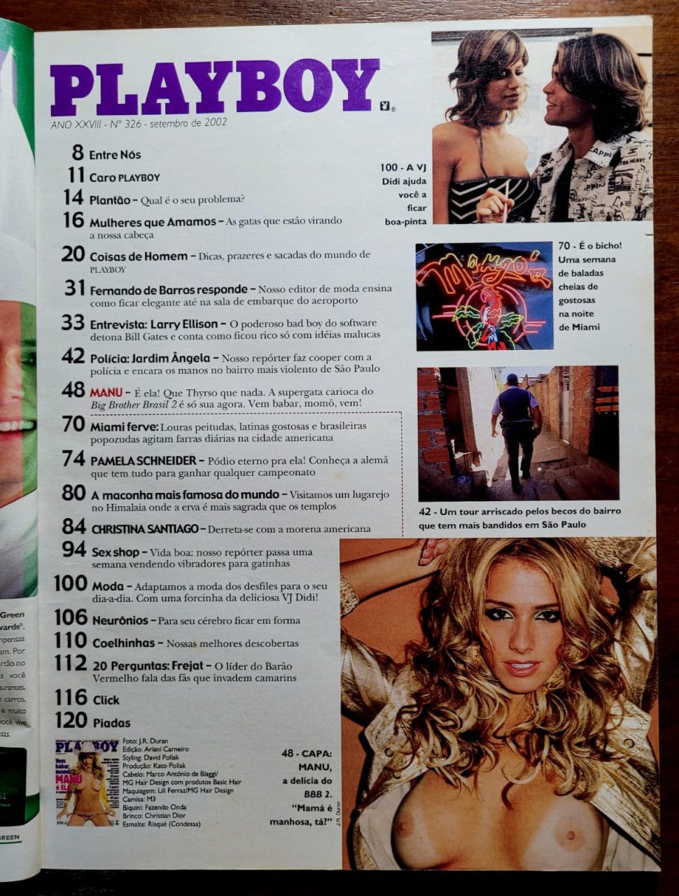 | Casa do Colecionador Playboy No 326 Manu Big Brother Brasil Revista Com Poster Setembro 2002 2