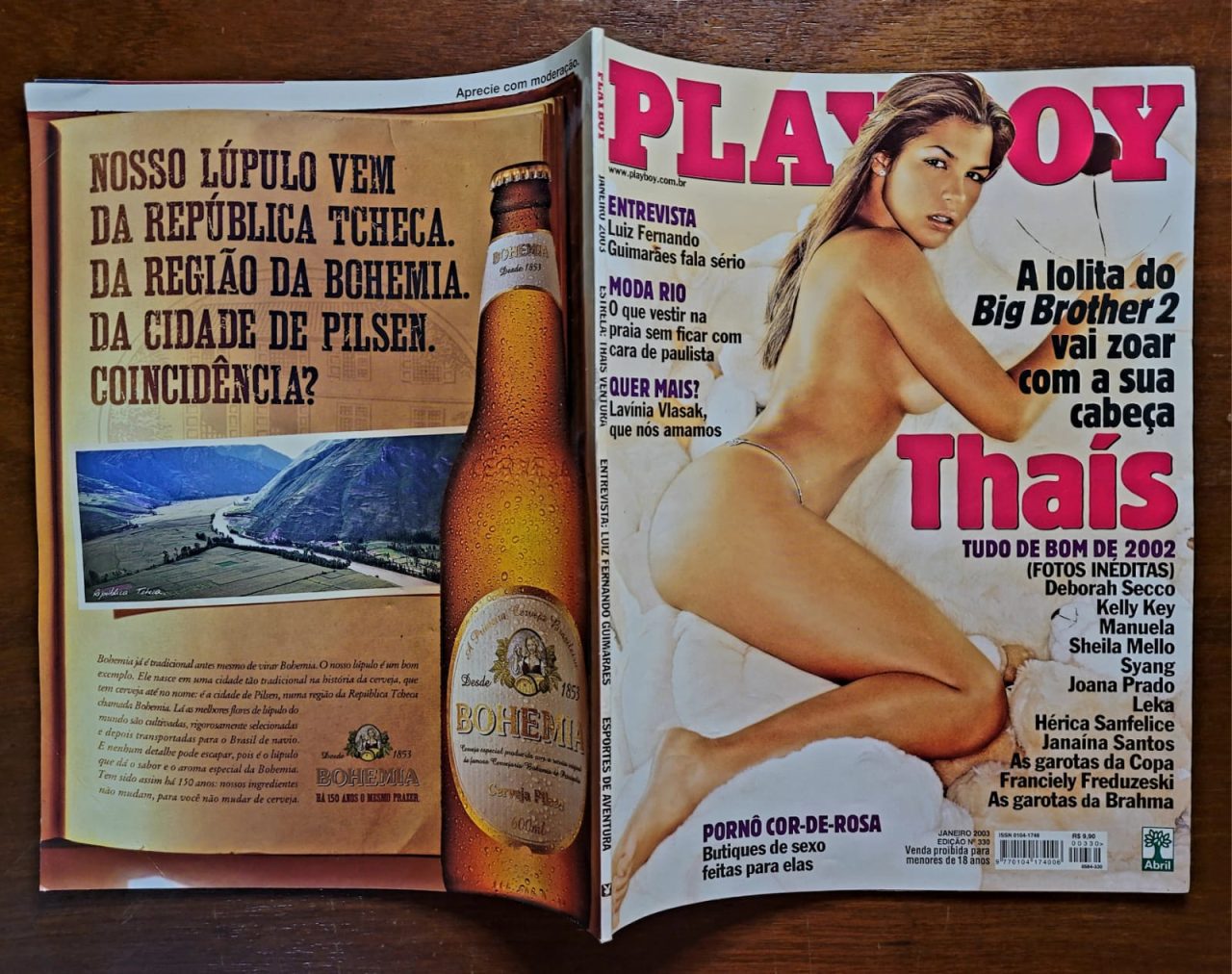 | Casa do Colecionador Playboy Nº 330 - Thaís Ventura (Big Brother Brasil) Revista com Pôster - Janeiro 2003