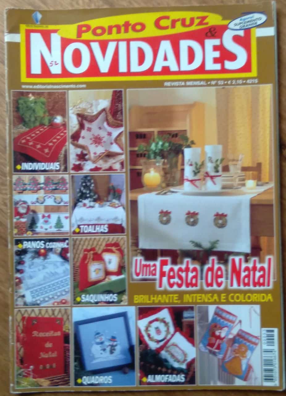 | Casa do Colecionador Revista Ponto Cruz & Novidades 53. Festa de Natal Almofadas Quadros Toalhas.