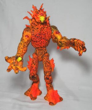 Boneco - O Monstro de fogo, todo articulado em movimentos, fica em pé, Tamanho 30 cm altura