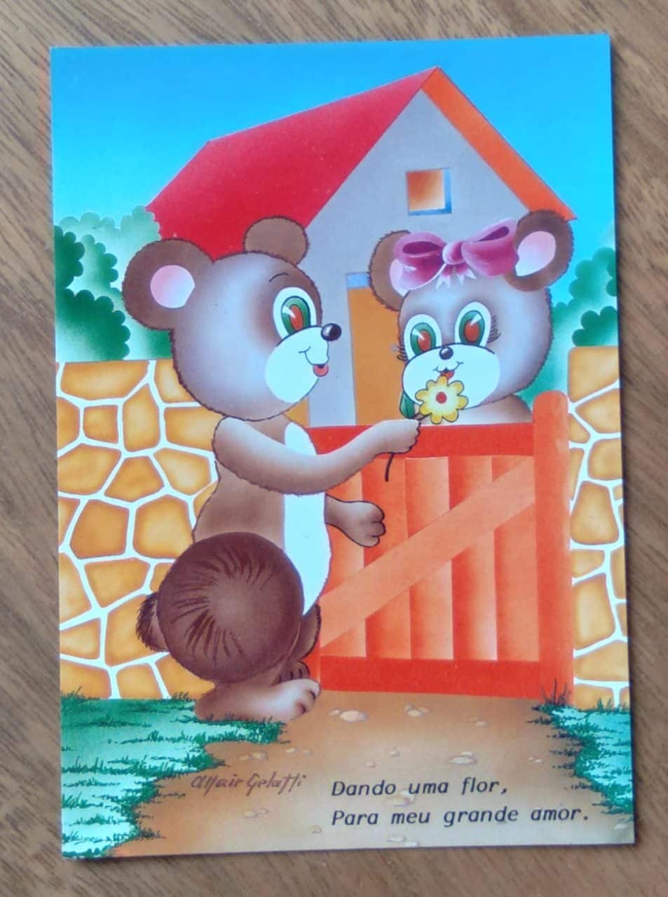 Cartão Postal Litoarte Jovem 85. Dando uma flor para grande amor.