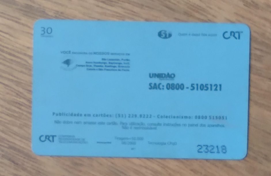 | Casa do Colecionador Cartão telefone Brasil CRT 2000. Unidão Supermercados Gaúcho.