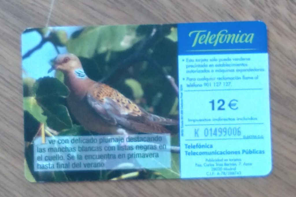 | Casa do Colecionador Cartão telefone Espanha Telefônica 2002. Fauna Iberica Tortola comum.
