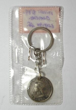 - Chaveiro com Moeda 500 Réis - 1889 com 6,25 gramas de prata 900