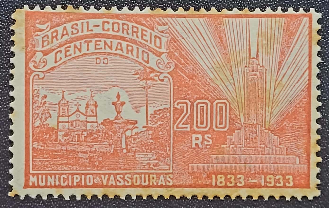 | Casa do Colecionador Comemorativos - RHM C0057 (Novo) 200 Réis - Centenário de Vassouras/RJ - 15/01/1933 (Selos do Brasil)