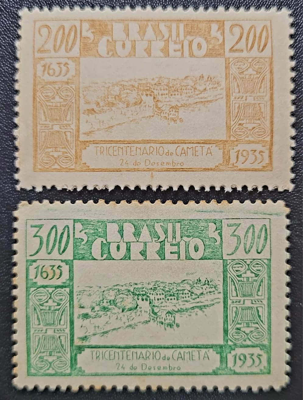 | Casa do Colecionador Comemorativos - RHM C0103 e C0104 (Novos com Goma) Série Completa - Tricentenário de Cametá/PA - 26/02/1936 (Selos do Brasil)
