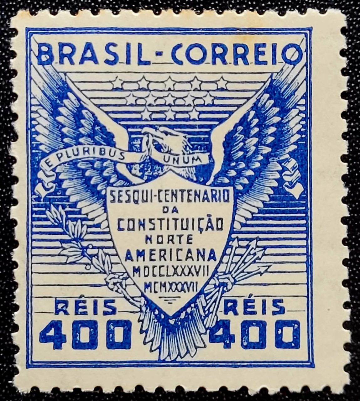| Casa do Colecionador Comemorativos - RHM C0126 (Novo com Goma) 400 Réis - 150 Anos da Constituição Norte-Americana - 02/12/1937 (Selos do Brasil)
