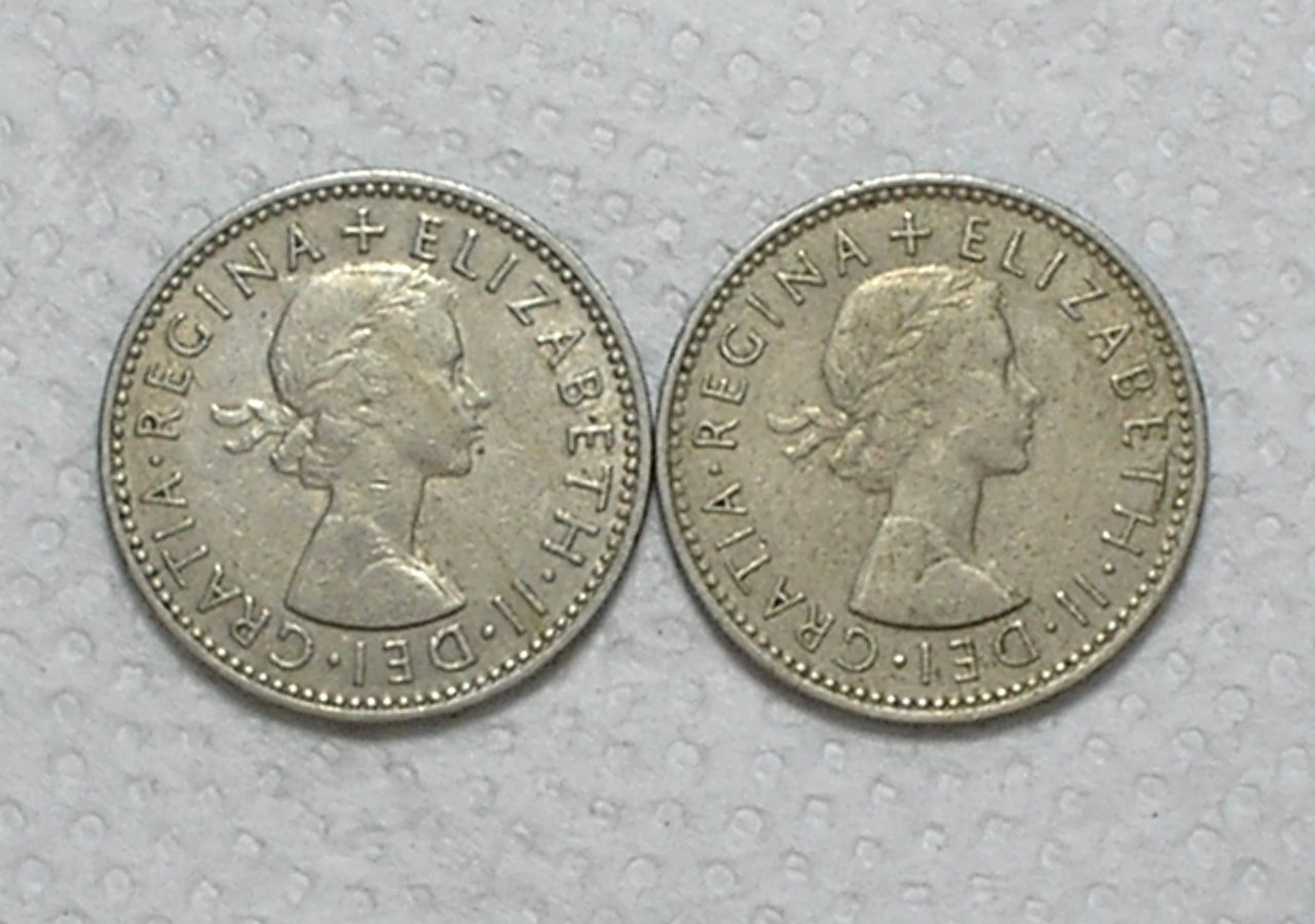 | Casa do Colecionador Inglaterra) 1 Shilling -1958 / 1957 / English e Scottish - Elizabeth II / 23,5mm / Co/Ni / Mbc/S / box56