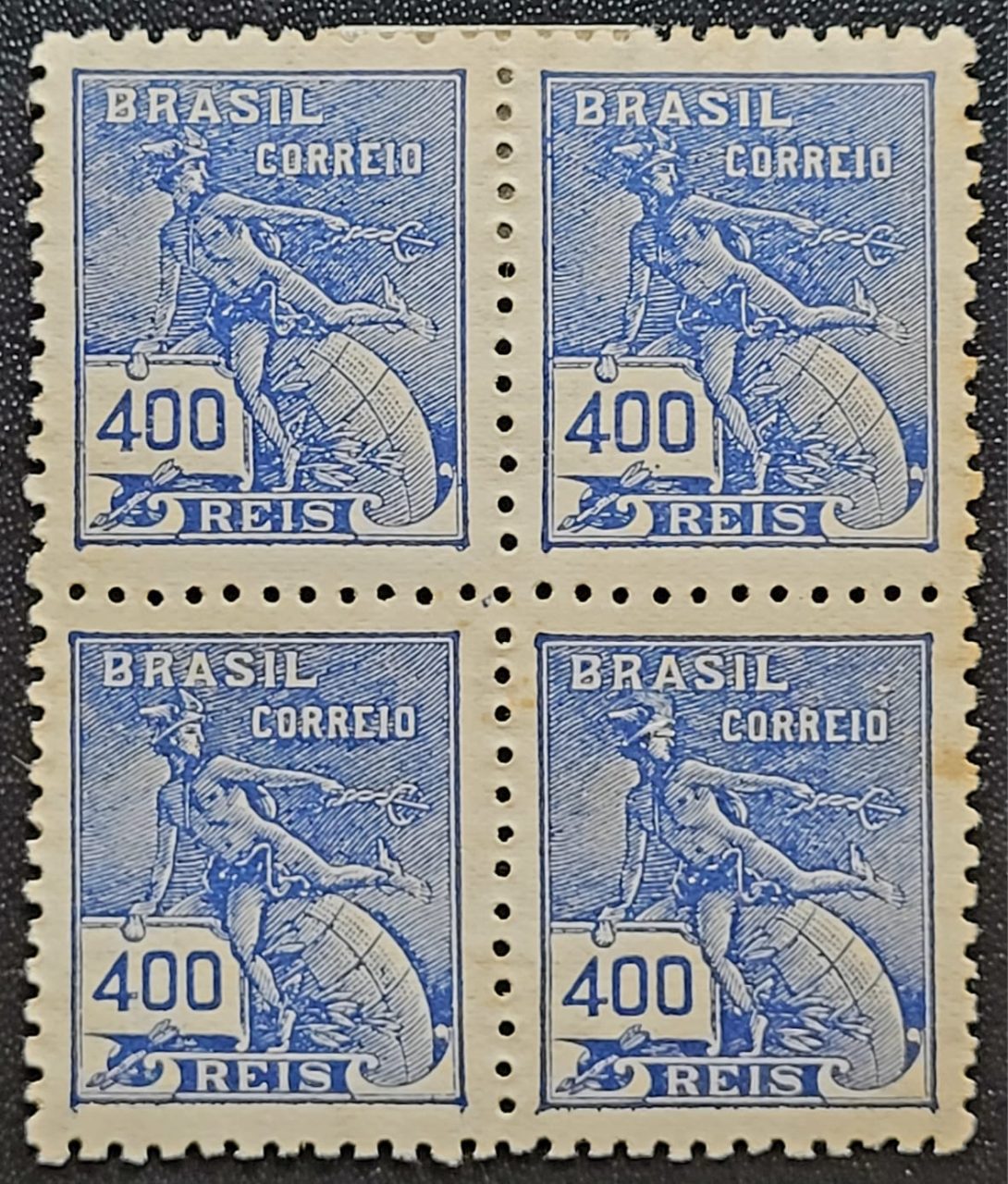 | Casa do Colecionador Regulares - RHM 303 (Novos) Quadra 400 Réis - Mercúrio e Globo - Vovó Parte 2 - 1936/37 (Selos do Brasil)