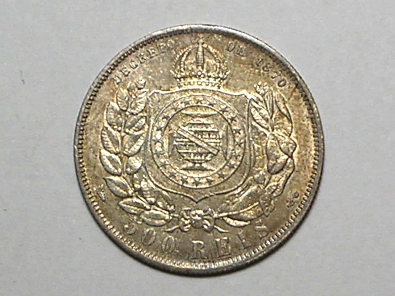 | Casa do Colecionador - 500 Réis - 1876 / Petrus II / Sob/Flor - Bela peça / Prata Império do Brasil