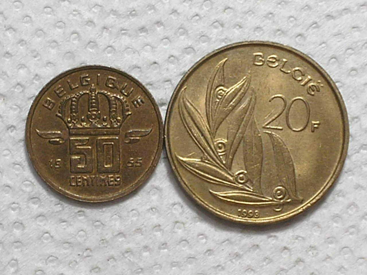 | Casa do Colecionador Belgica) 50 Centimes - 1955 - Belgique / Bz + 20 Francs - 1993 - Belgie / NI/Bz / Sob / box57