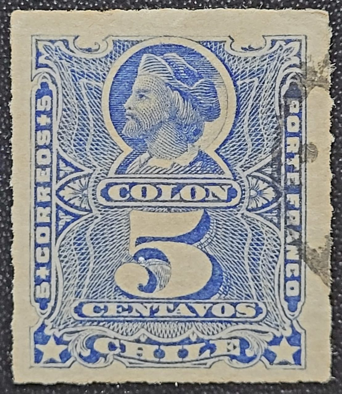 | Casa do Colecionador Chile - SW Nº 0030 (Usado) 5 cts - Cristovão Colombo (1451-1506) - 1883/1889