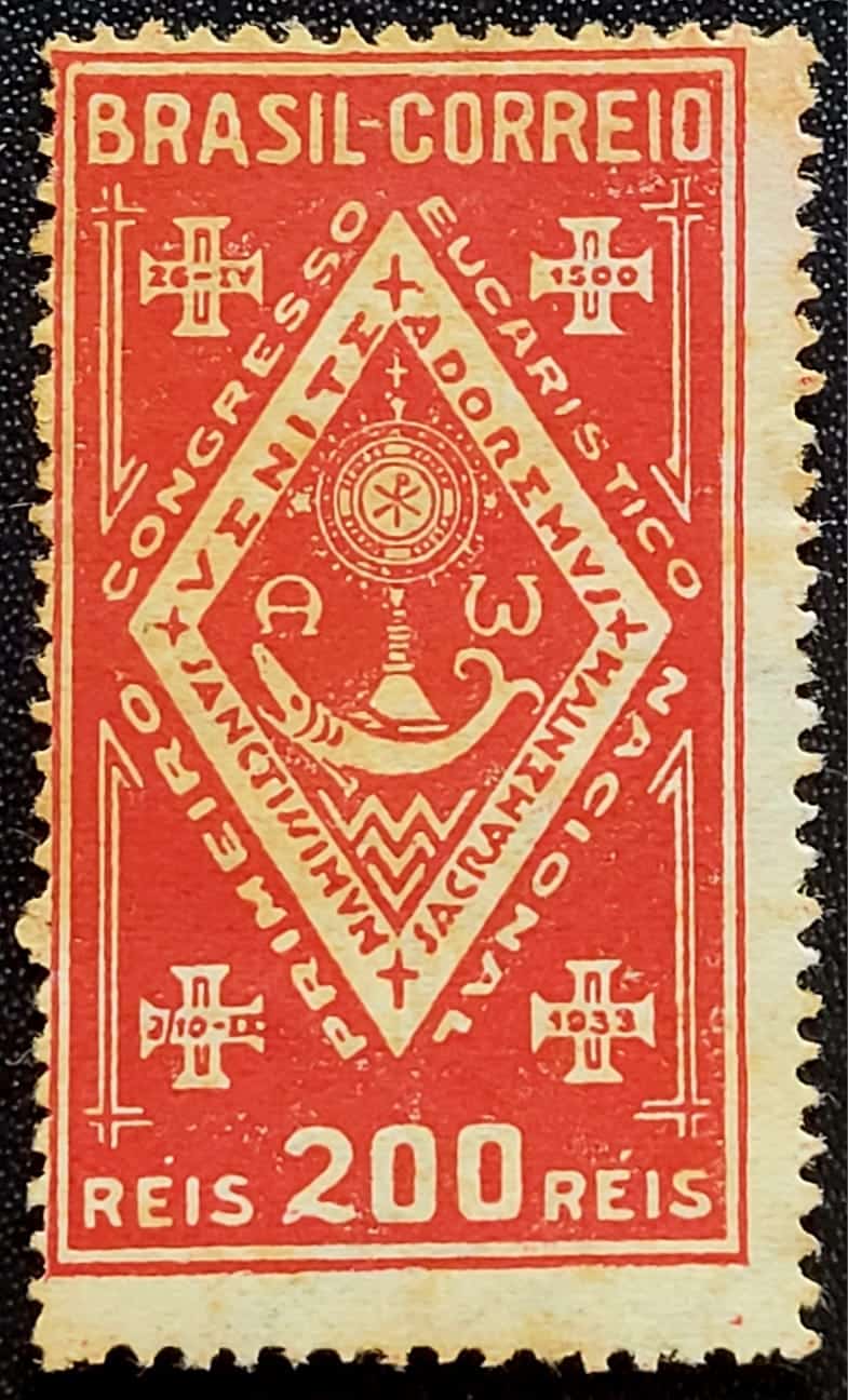 | Casa do Colecionador Comemorativos - RHM C0059 (Novo com Goma) 200 Réis - 1º Congresso Eucarístico Nacional - Salvador/BA - 03/09/1933
