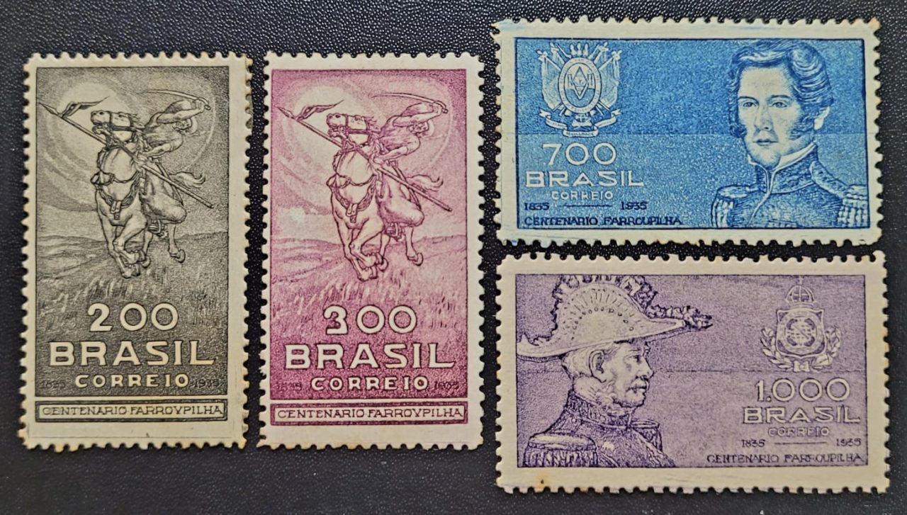 | Casa do Colecionador Comemorativos - RHM C0091 a C0094 (Novos) Série Completa - Centenário da Revolução dos Farrapos/RS - 20/09/1935