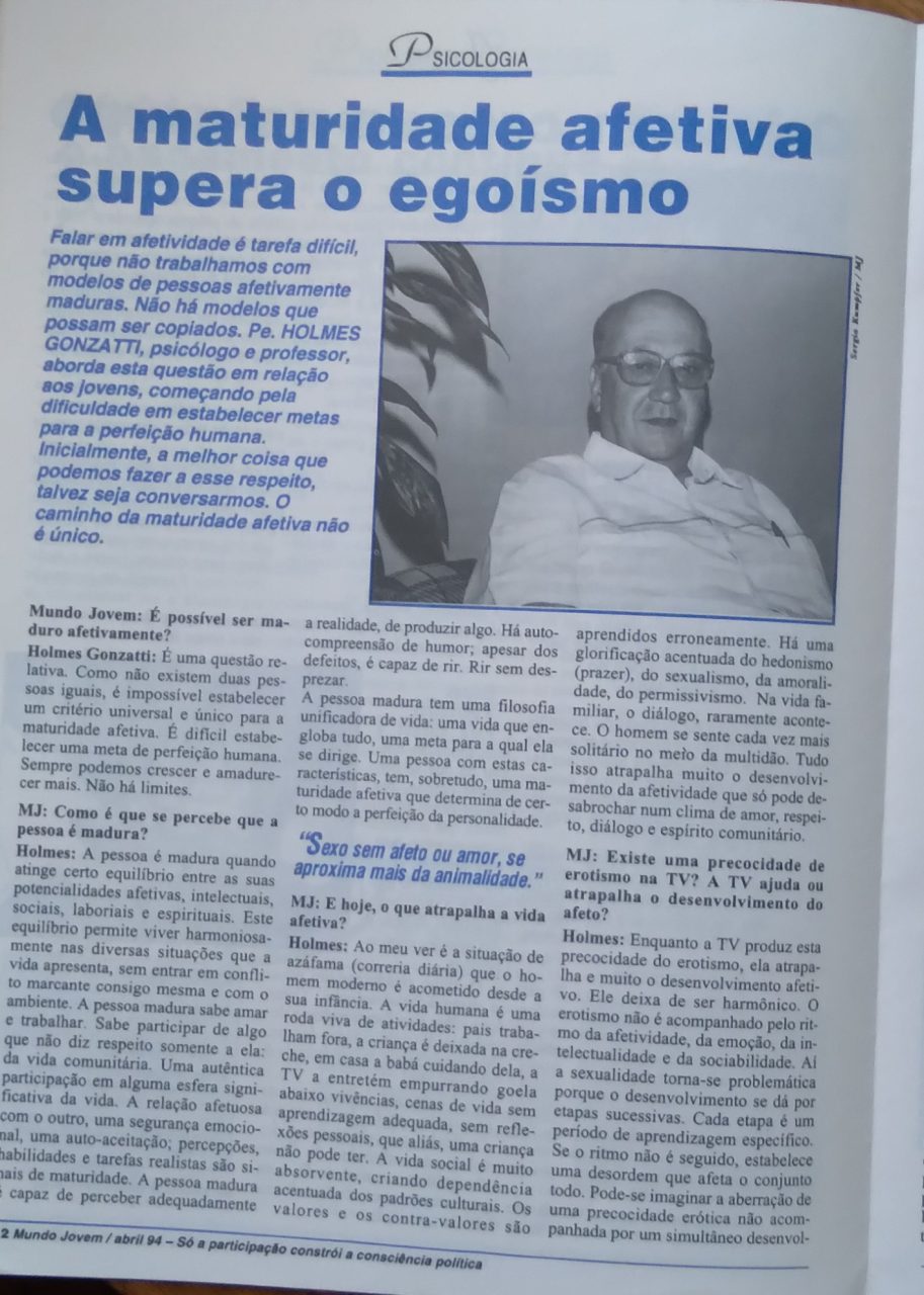 | Casa do Colecionador DGGR. Revista Mundo jovem 250. Desenvolvendo a afetividade Nova era Grupo.