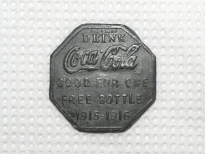 - Ficha da Coca Cola - 1915 e 1916 / Metal Zinco com 30 mm diâmetro / Octogonal / Raríssima /m470