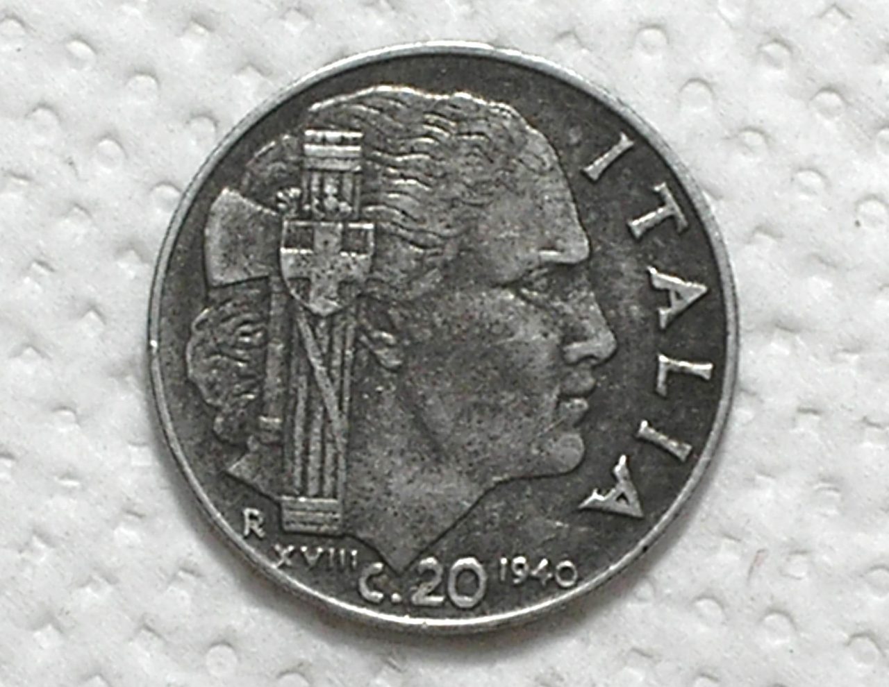 | Casa do Colecionador Italia) 20 Centesimi - 1940 - Ano Xviii - Serrilhada / 21.8mm / St / box58