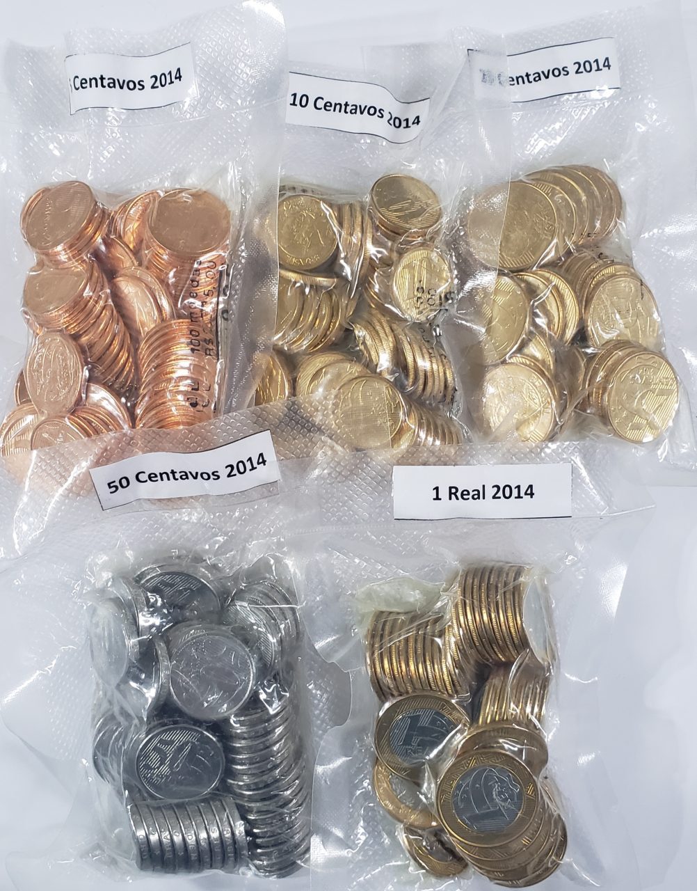 Kit com 5 Saches de Moedas de 2014 Lacrados Originais